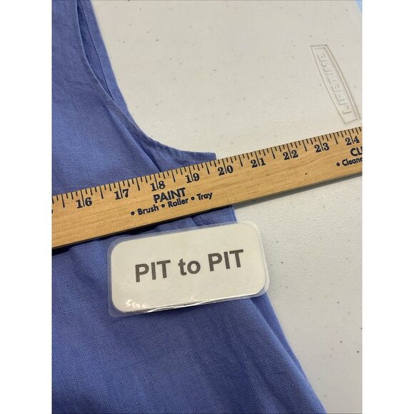 Flax Women’s Summer Blue Linen Midi‎ tank Dress sz M Lagenlook artsy oversized - Picture 4 of 10